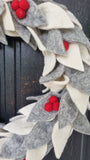 Christmas Door Wreath-Handmade Leafs & Berry Door Wreath