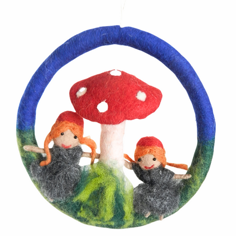 BABY CRIB MOBILE FELT MUSHROOM KIDS Media 1 of 10