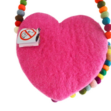 GIRLS FELT BALLS HEART BAG